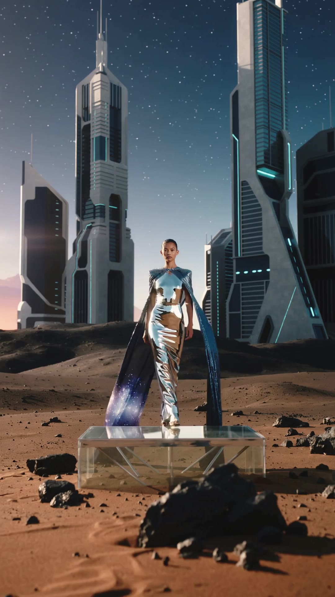 Fashion Week 2100: Mars Edition - high fashion model AI video
