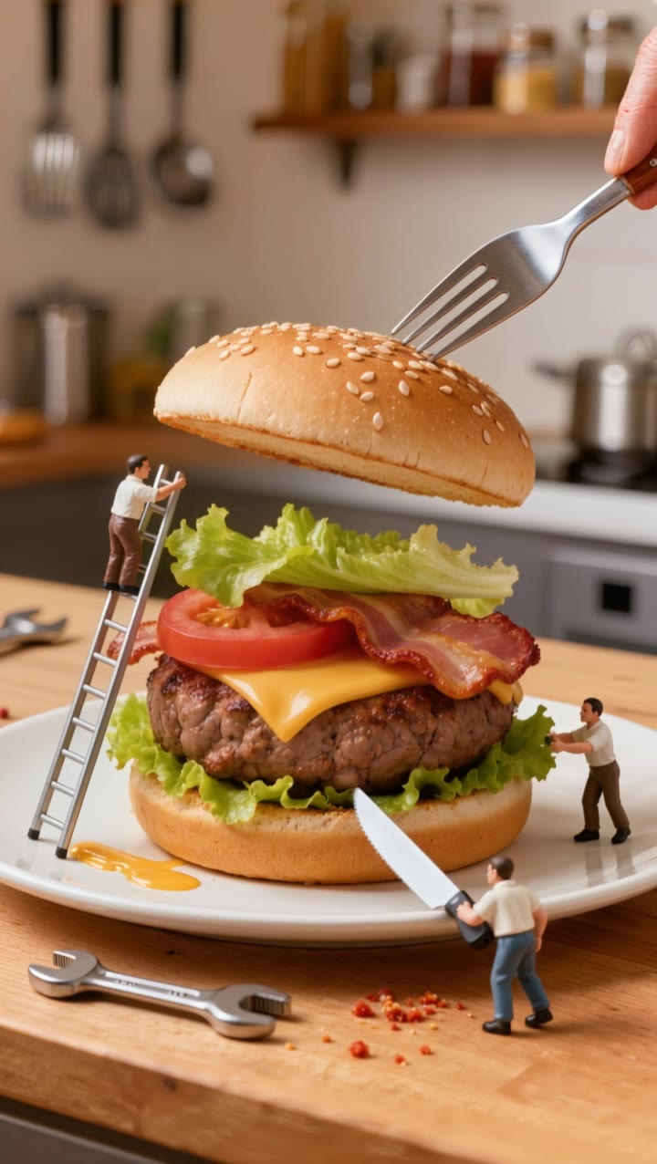 preparing a burger - burger scene AI video