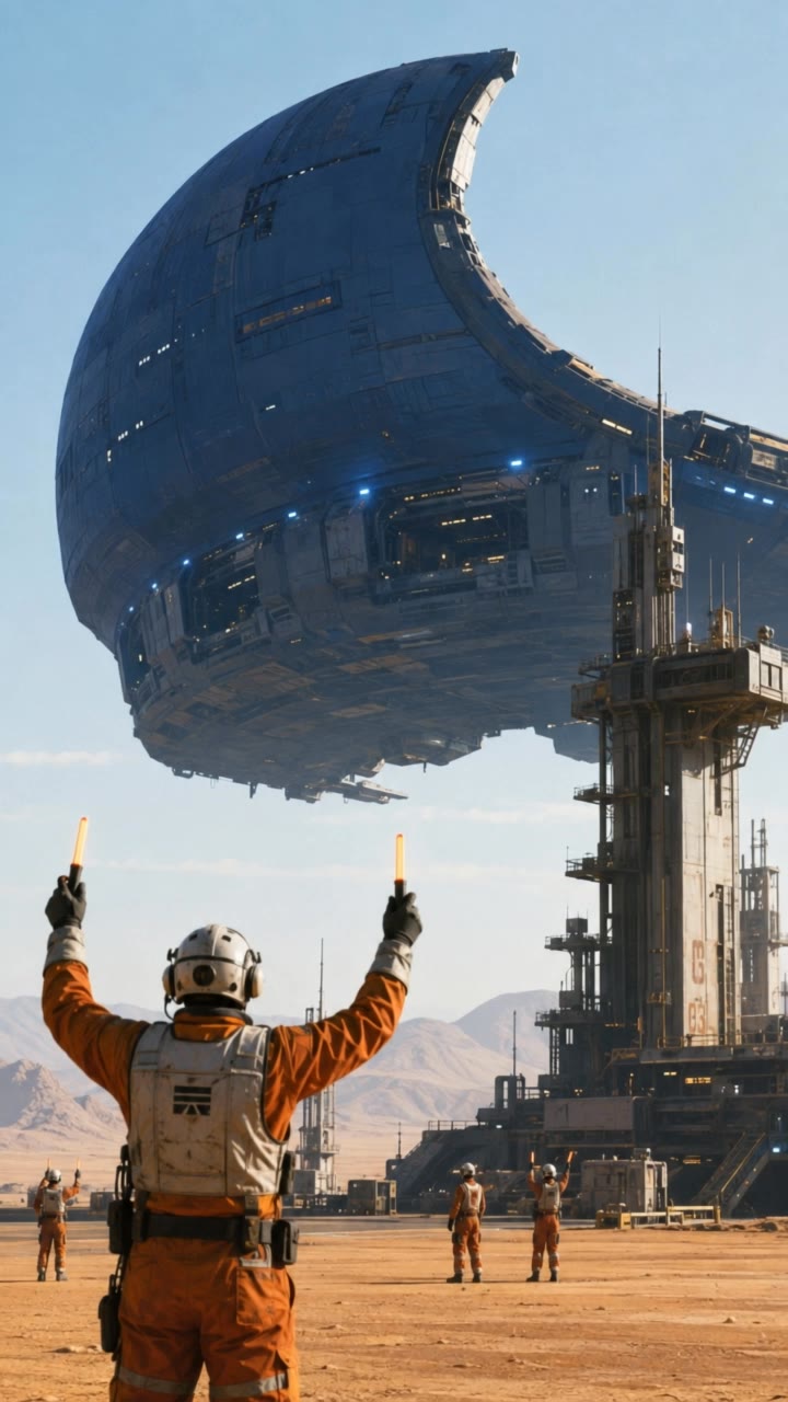 sci-fi space ship - male crew cut AI video