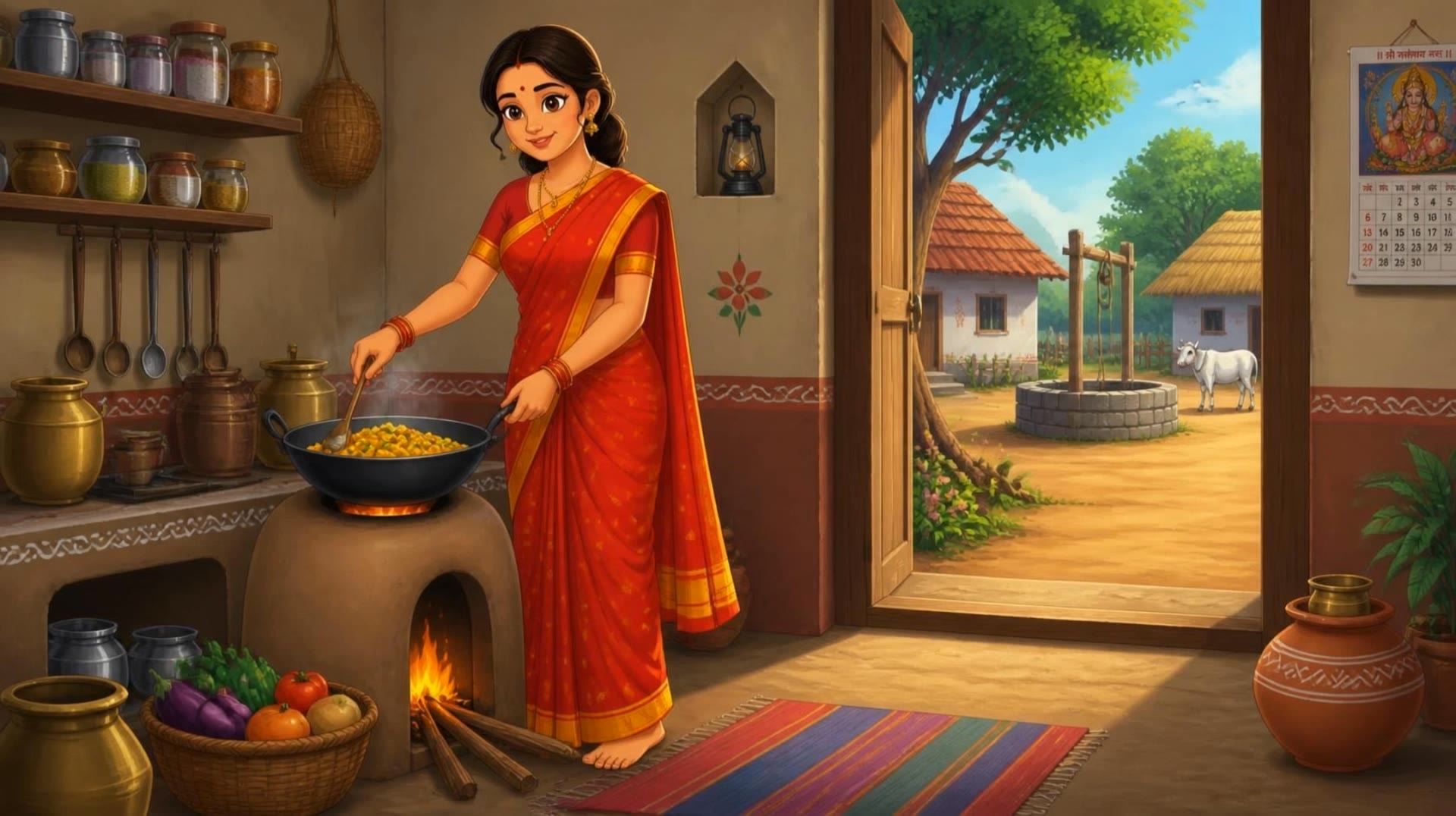 Beautiful women working in kitch - ai 2d animation generator AI video