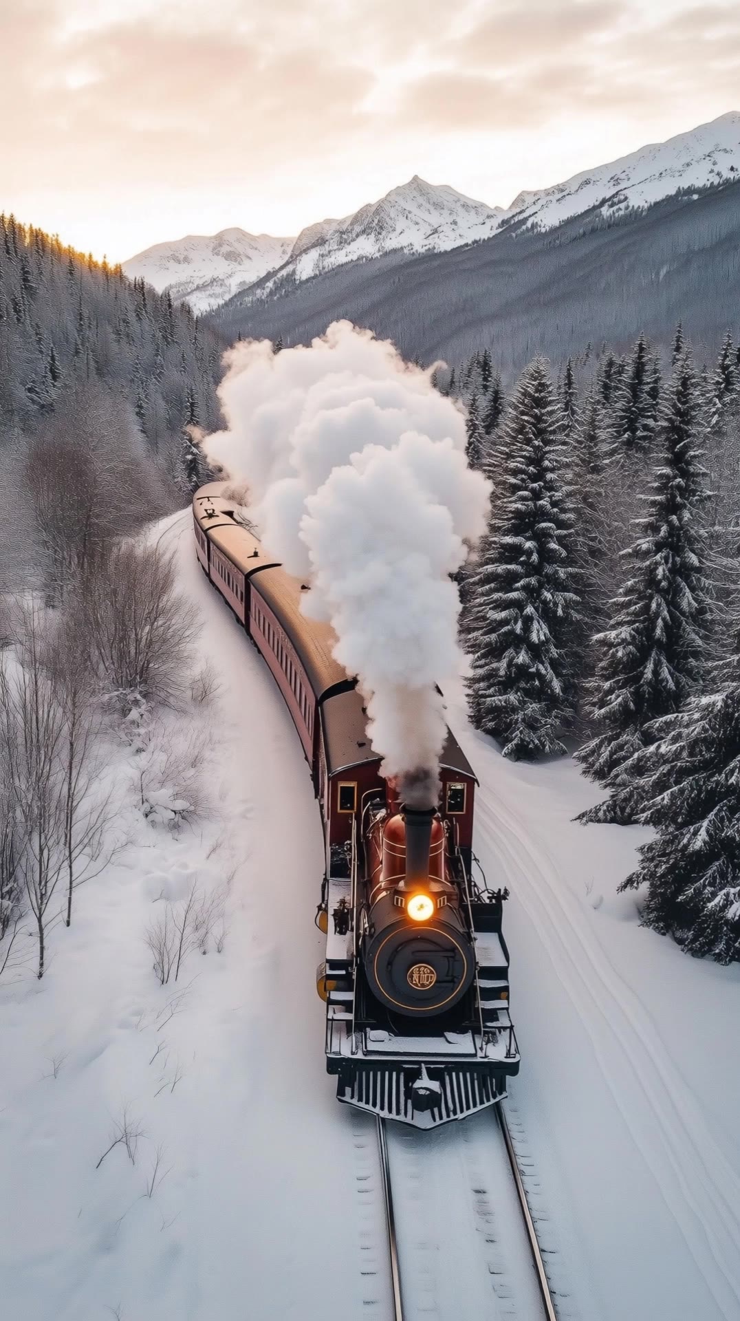 Winter Steam Train - train scene AI video