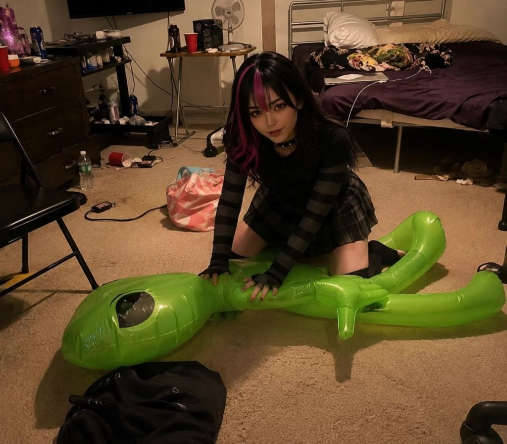 Kling AI work 316727603321637 - alien costume inflatable AI video