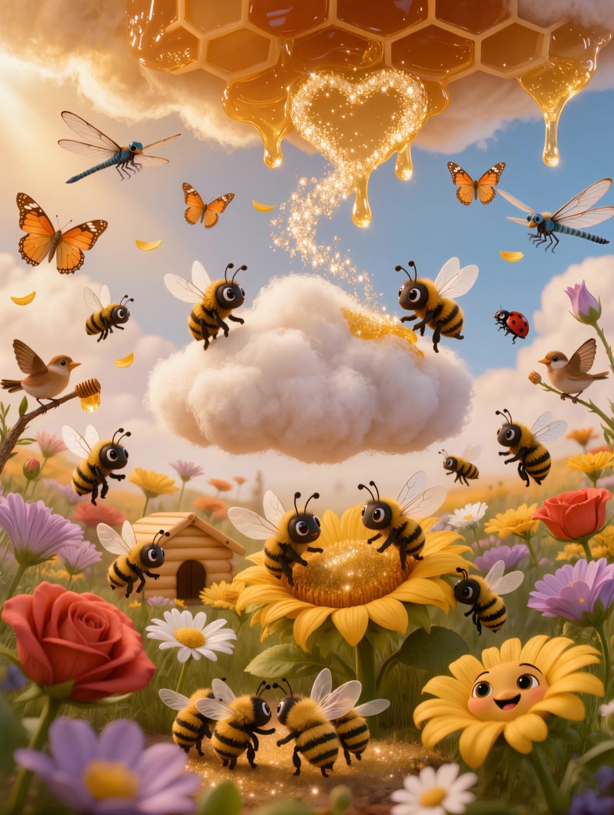 🐝🌸 The Buzzing Flower Festival - flower cartoon images AI video