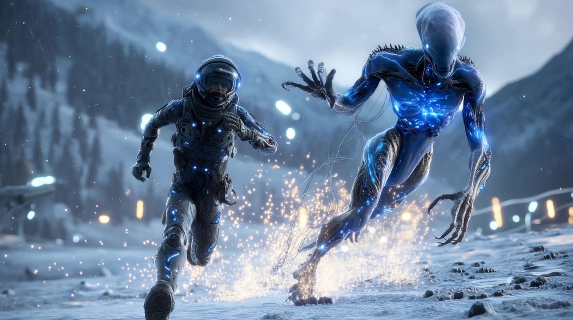 good test for snow alien - snow kling ai AI video