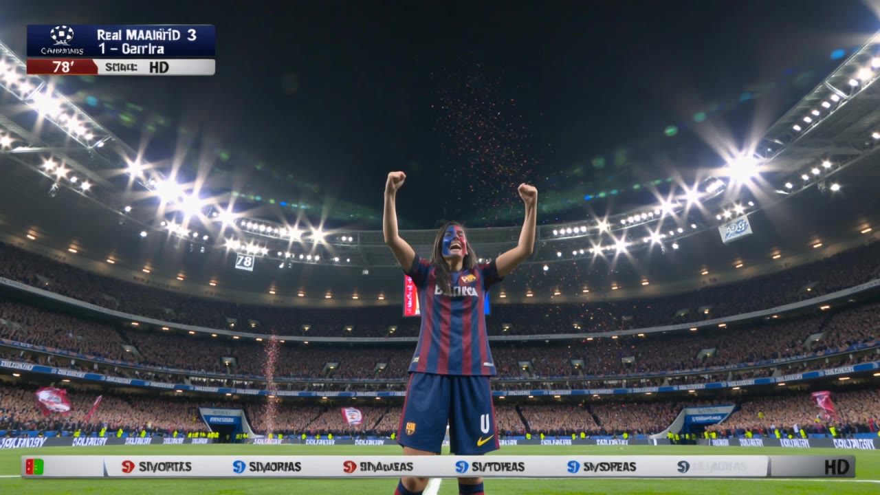 Barcelona fan cheering - football team logo maker AI video
