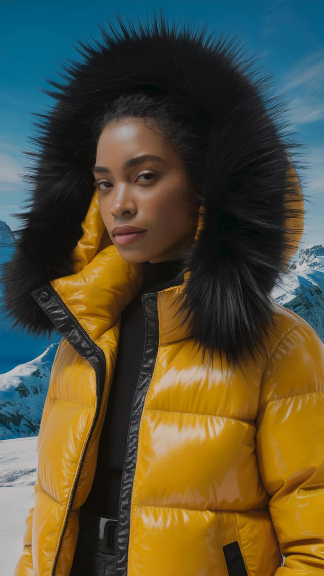 yellow jacket's - textured snow AI video