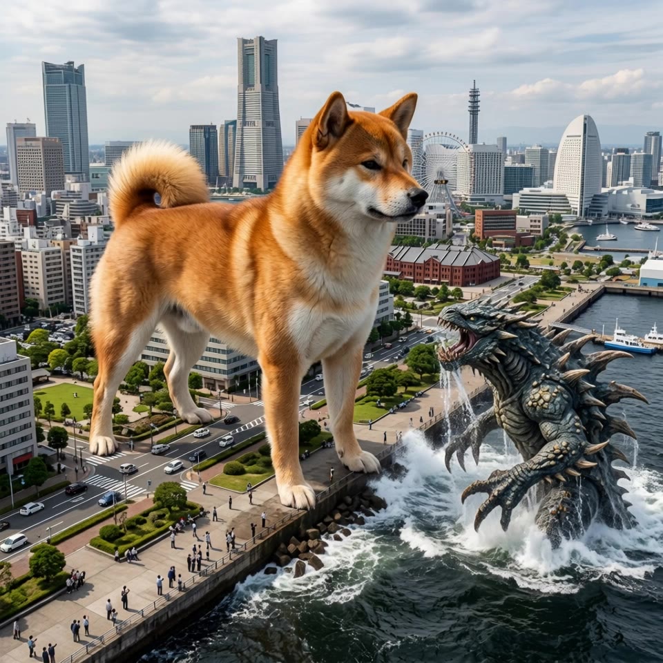 Giant Monster vs. Shiba Inu - ai monster AI video