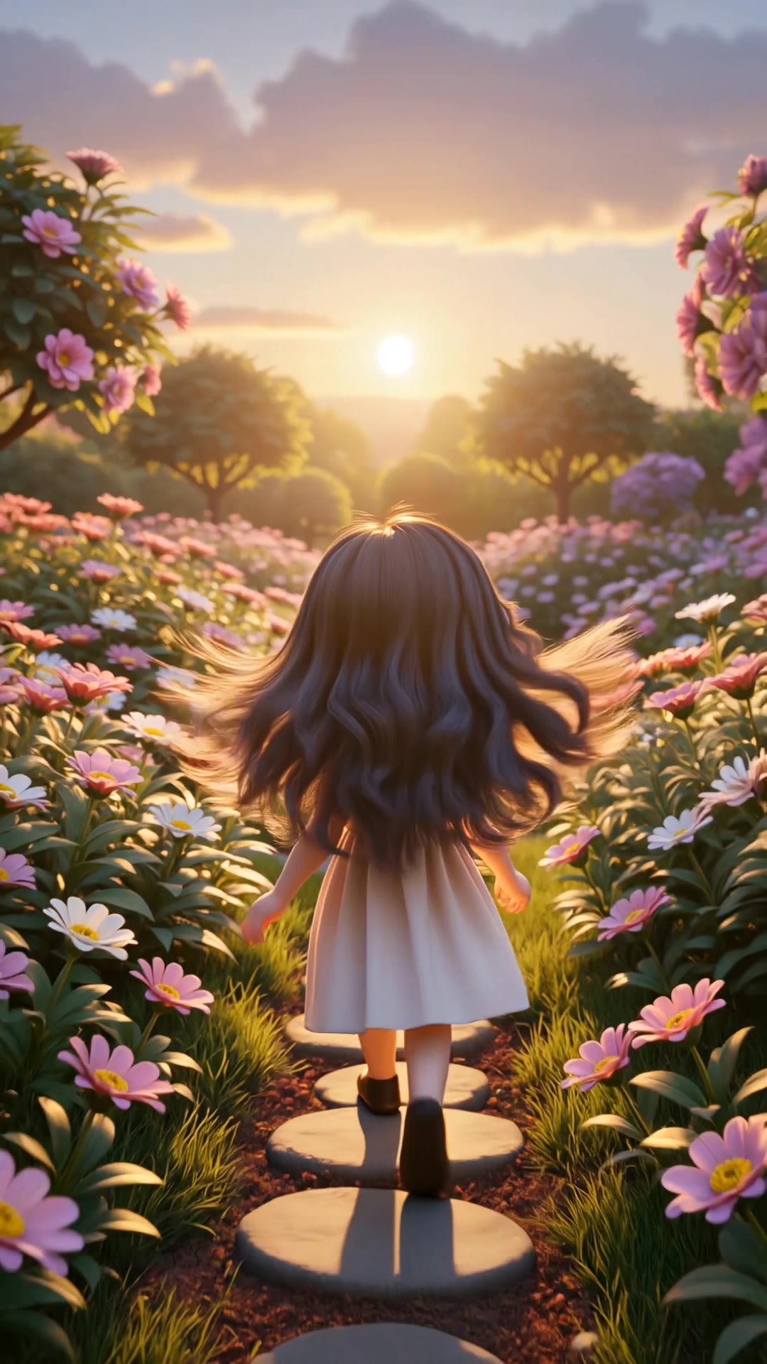 A Walk Through the Garden - flower cartoon images AI video