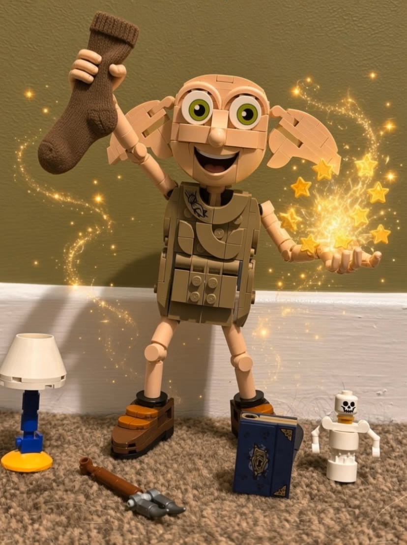 Kids bought me this Lego Dobbie - create your own lego character AI video