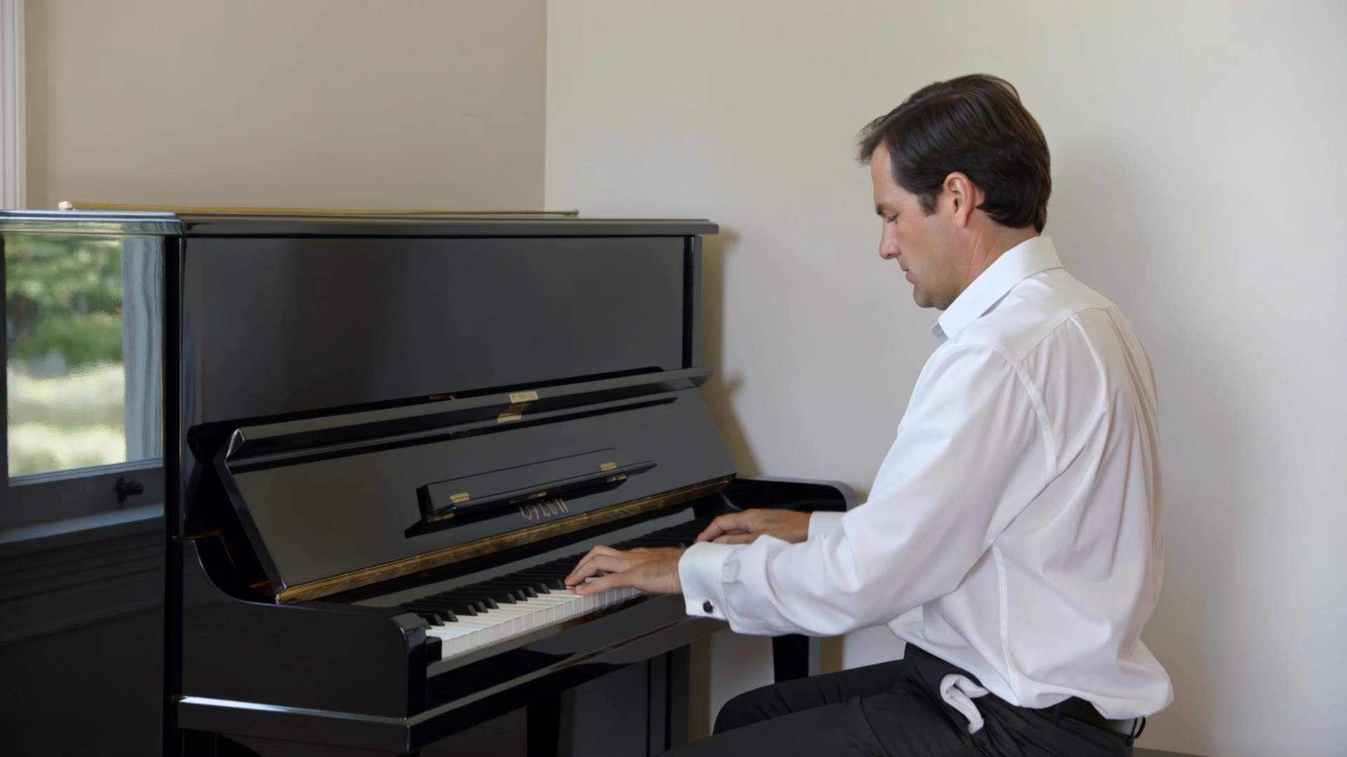 man gets angry - run away piano AI video