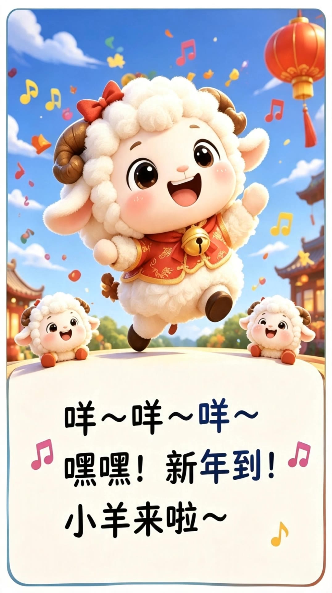 Cute Lamb New Year  - cute faces with text AI video