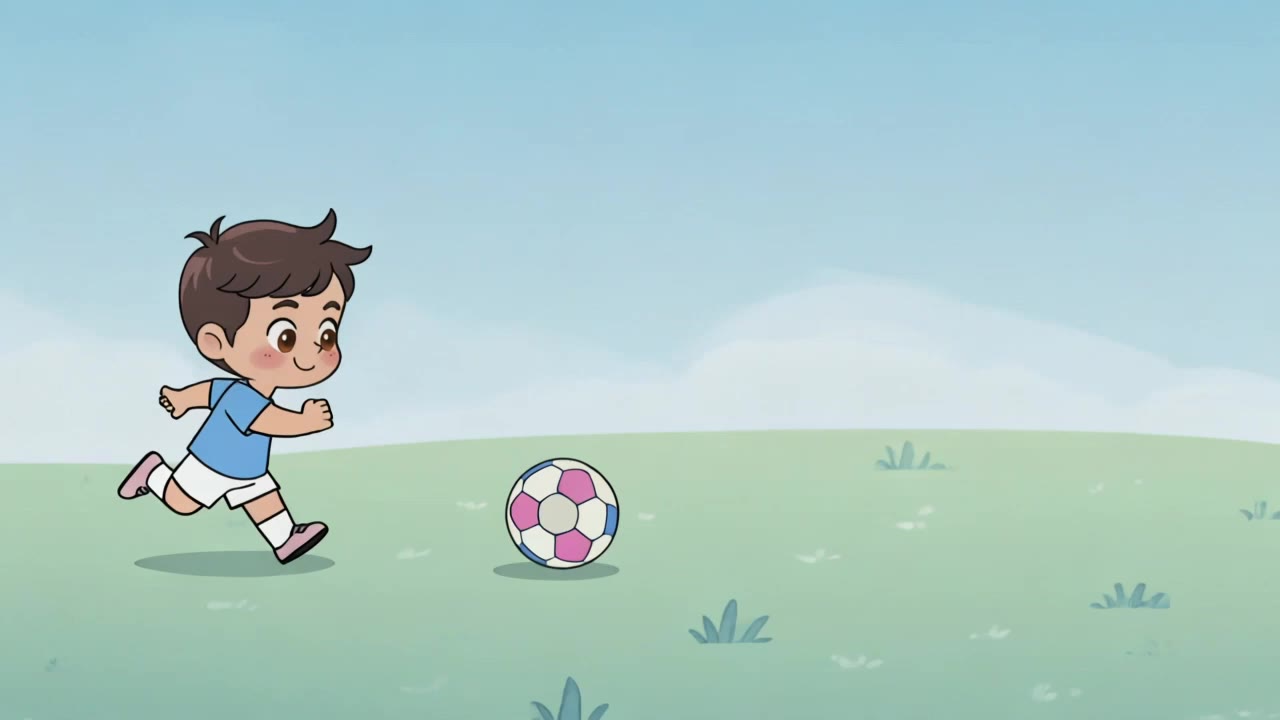Happy Kids Playing Soccer - Cart - chibi cartoon characters AI video