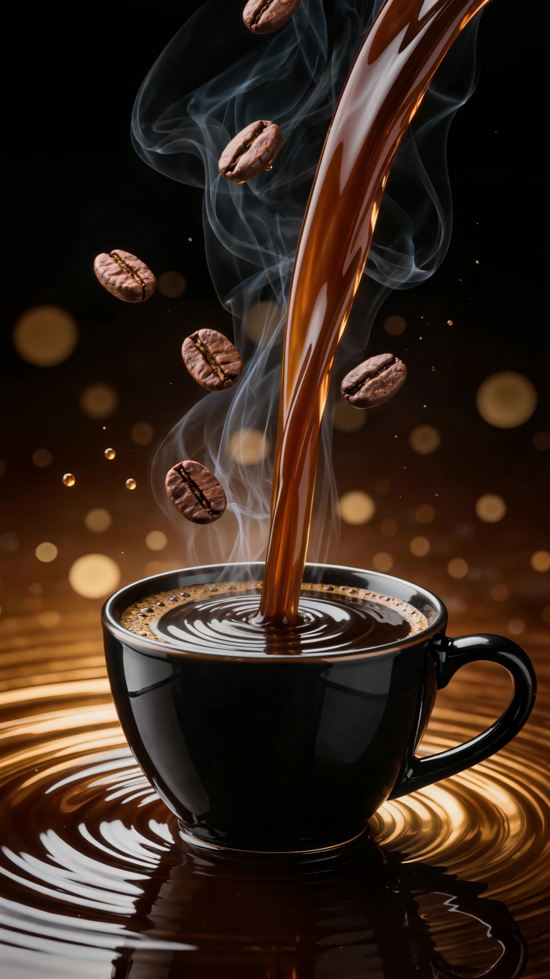 Roasted coffee beans float natur - coffee realistic AI video