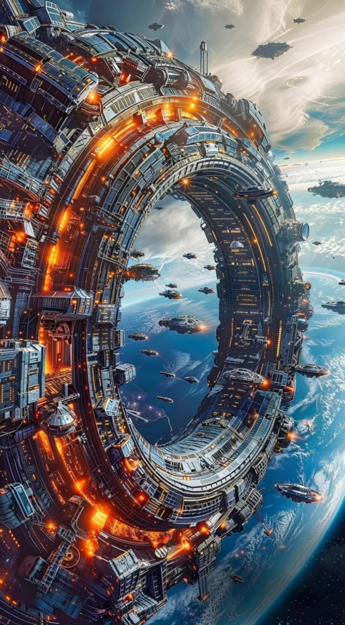 Orbital space station - space poster design AI video