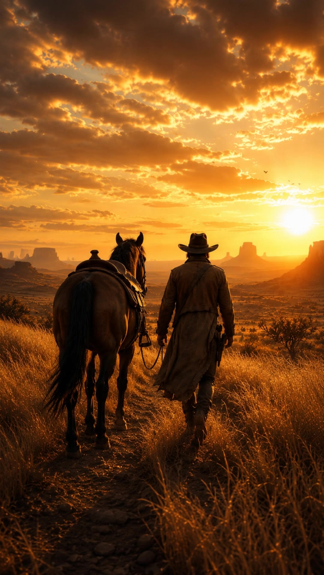 The last cowboy Rides at sunset - sunset at hayden AI video