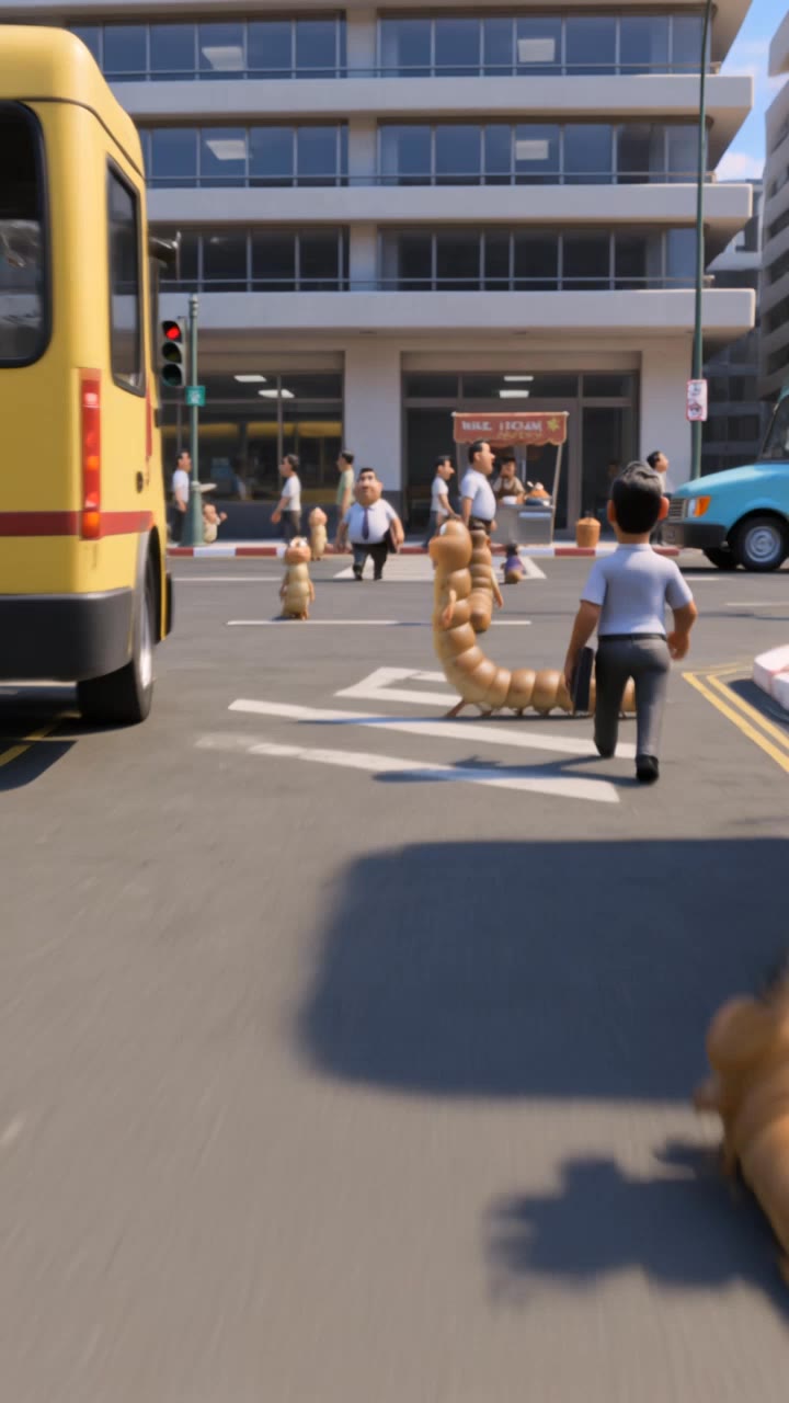 human to caterpillar - human v4 AI video