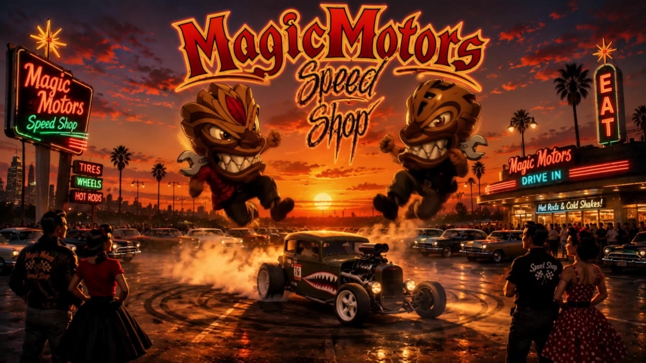 Magic Motors - Dtrift Party - magic poster design AI video
