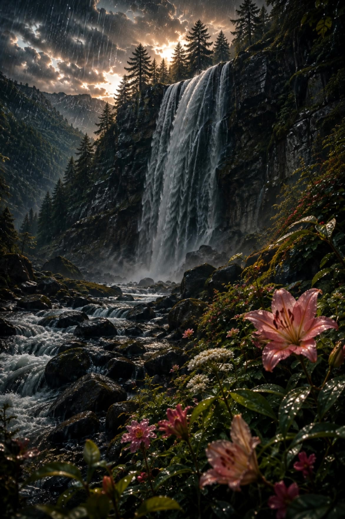 soul  - motion waterfall picture AI video
