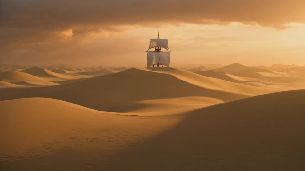 Ship in the dunes - easy pirate ship drawing AI video