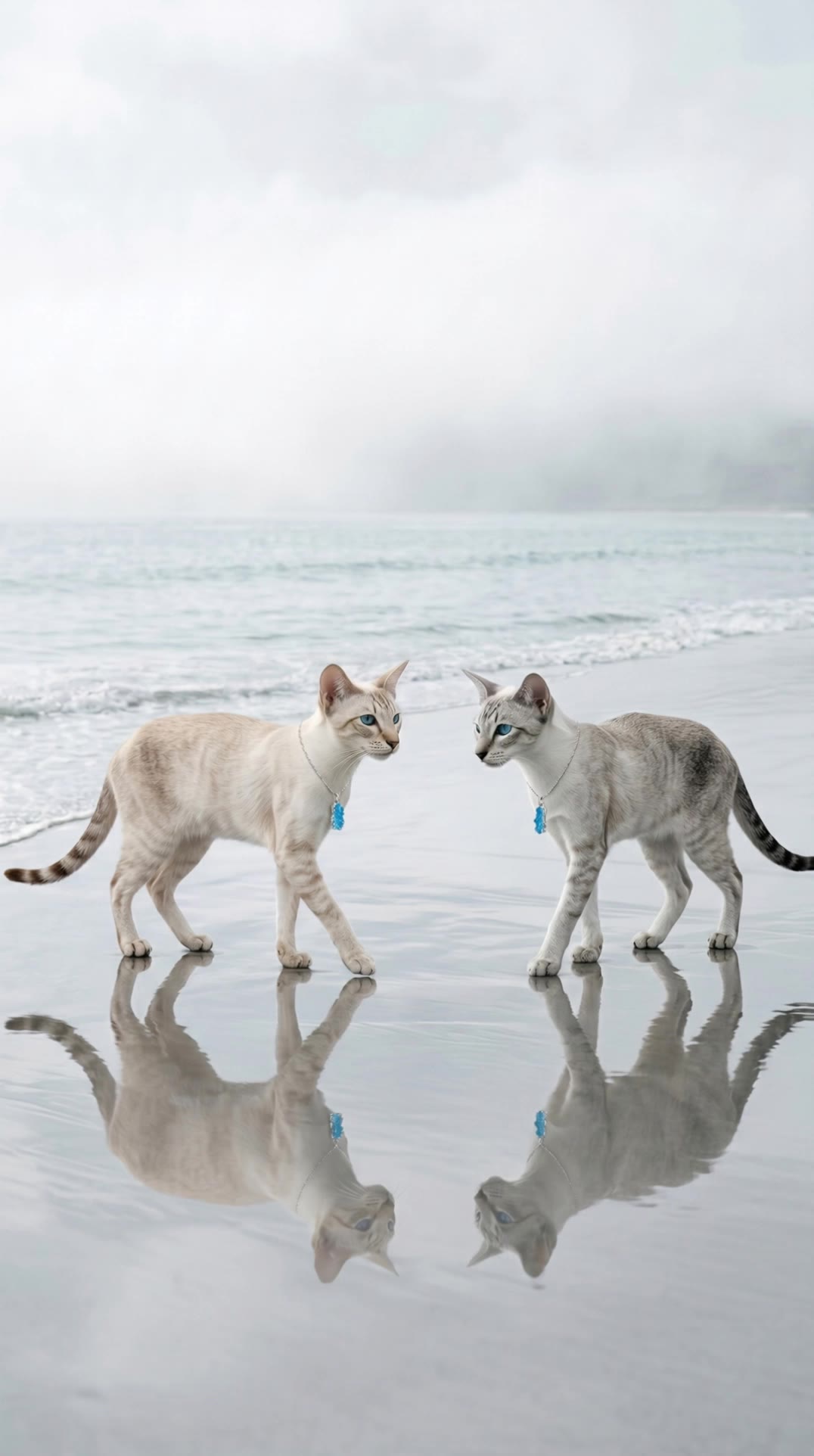 Two cats on the beach - ai cats AI video