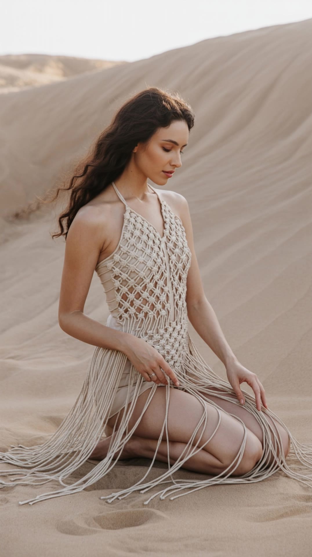 intricate crochet details - medium hairstyles with fringe AI video