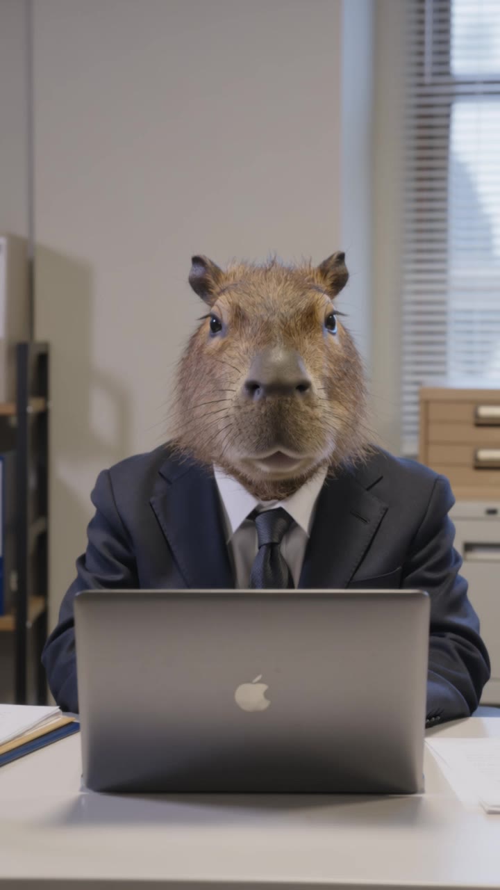 カピバラ会議 - business desktop wallpaper AI video