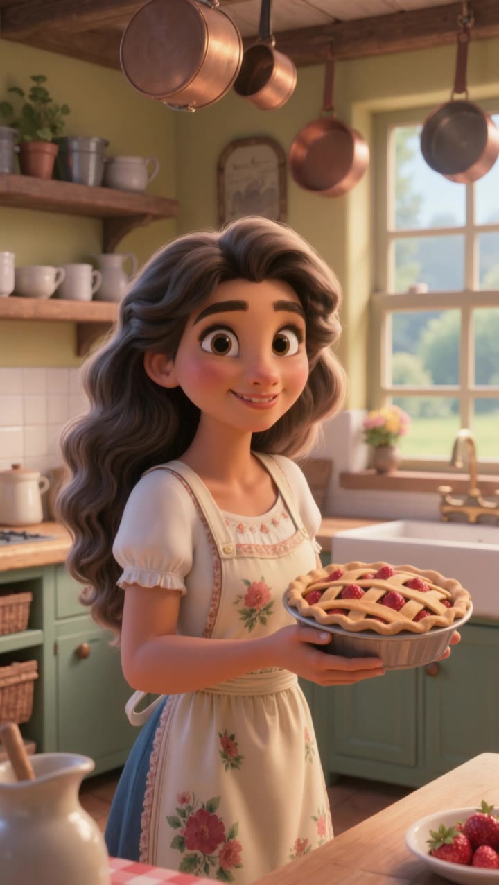 Strawberry pie - blonde hair with strawberry highlights AI video