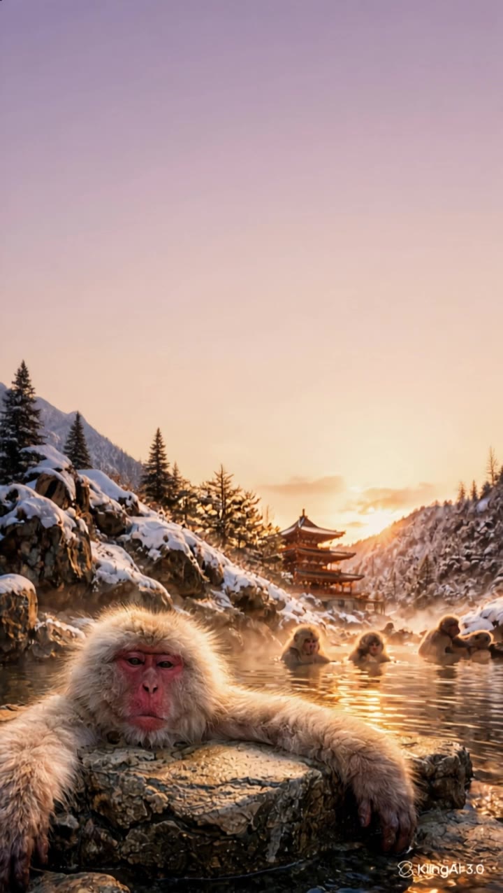 Japanese macaques - japanese alleyway AI video