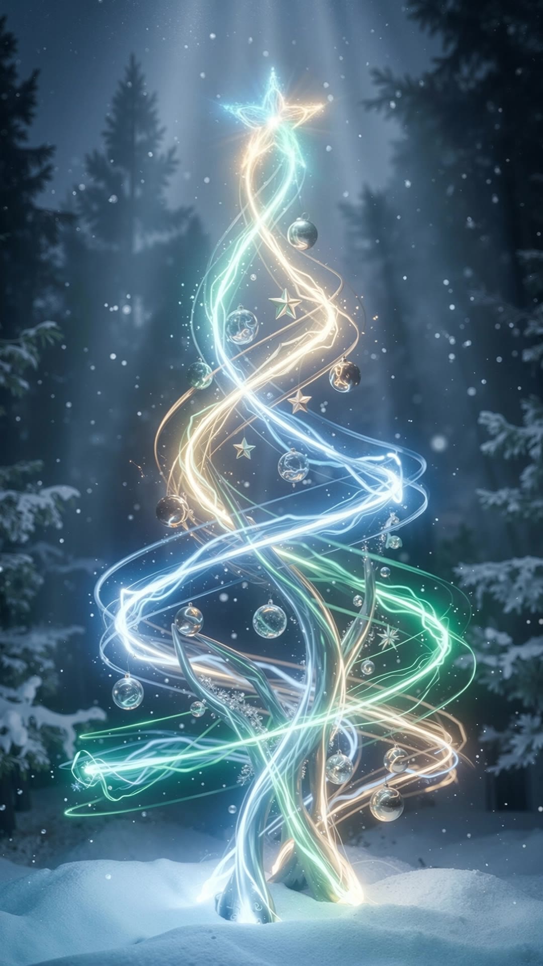 Energy flow Christmas tree - christmas postcards free online AI video