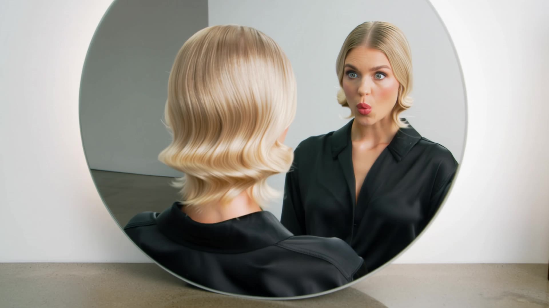 Kling AI work 309022701501716 - hair color from blonde to brunette AI video