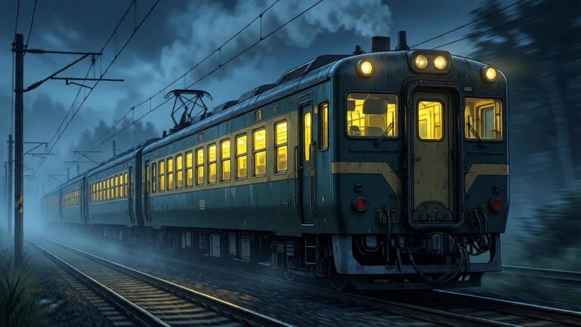 Anime Style The train - anime room background AI video