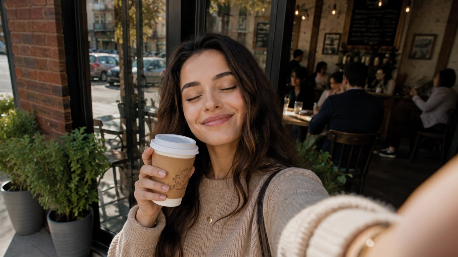 Morning Coffee Selfie - coffee realistic AI video