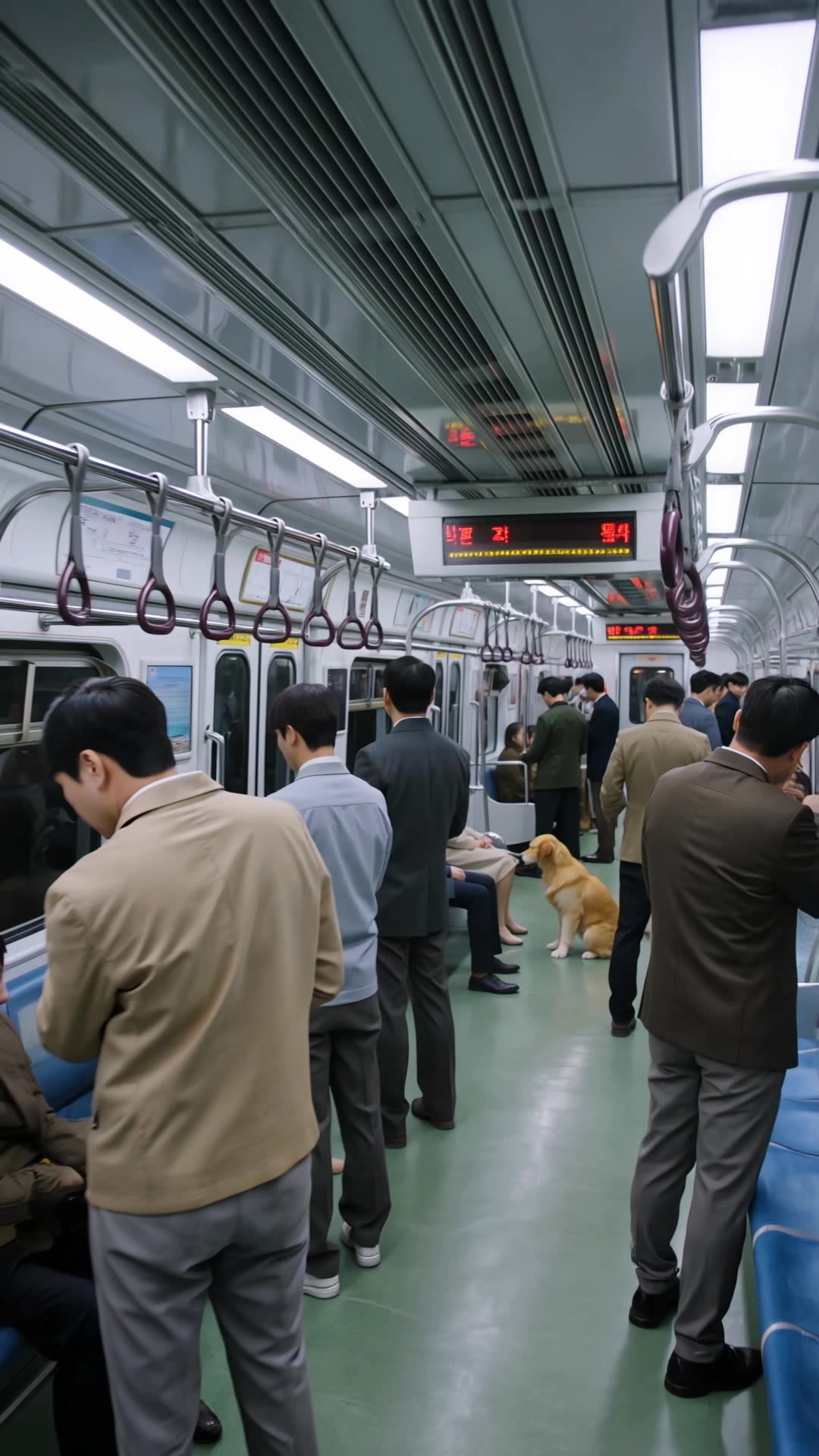 the cat sleeps in the subway - japanese subway poster overlay AI video