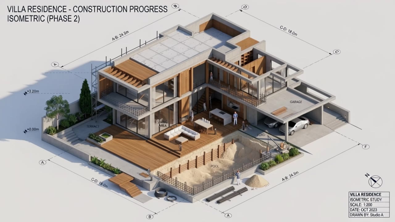 Villa Construction Timelapse - logo maker for construction AI video