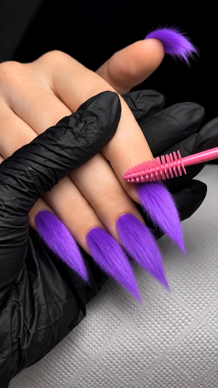 Purple Ombre Nail Design 💜 - purple checkered background AI video