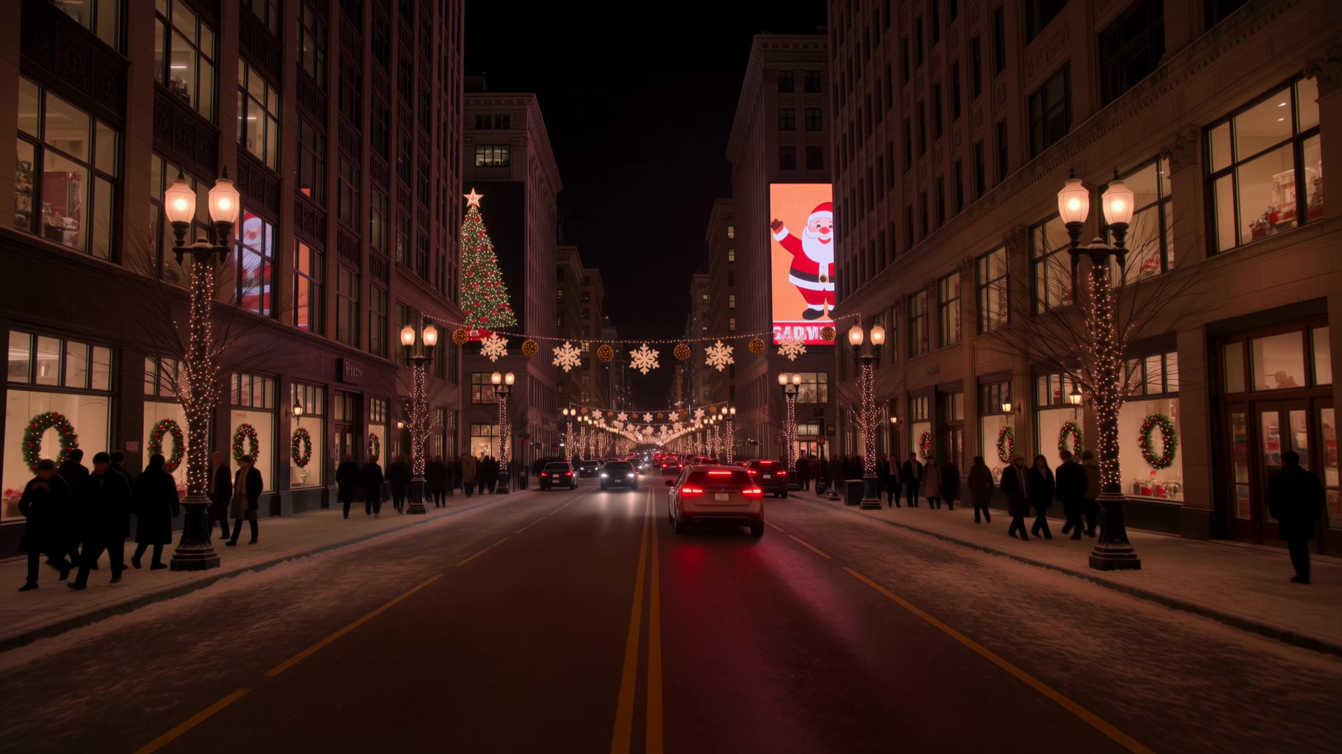 Christmas downtown  - christmas postcards free online AI video