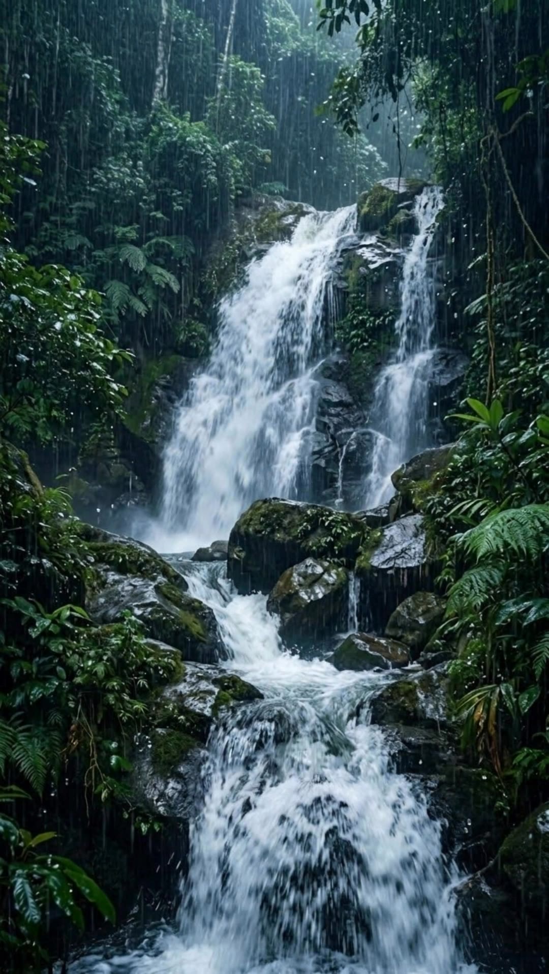 Cascade, River and Jungle  - motion waterfall picture AI video