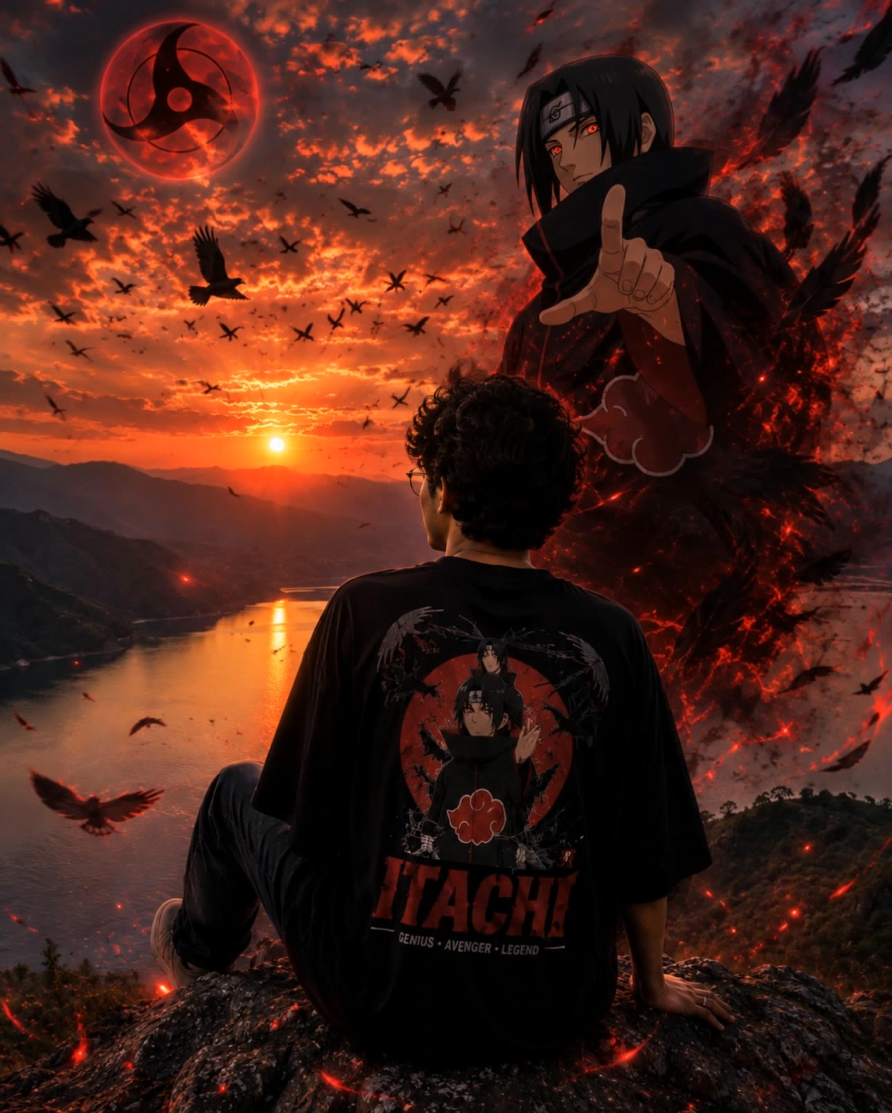 Itachi  - dark purple red hair AI video