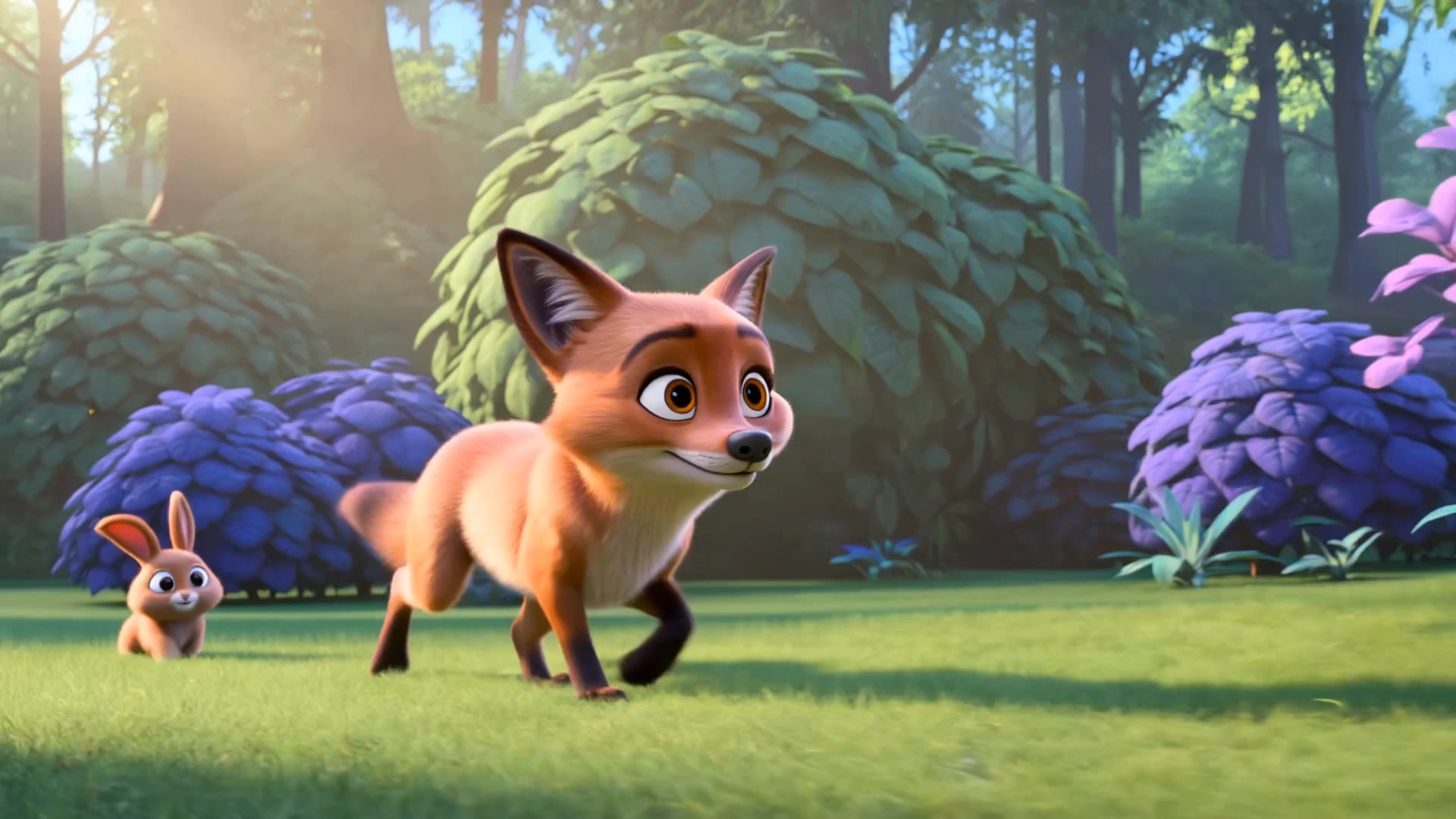 Cute fox - cute faces with text AI video