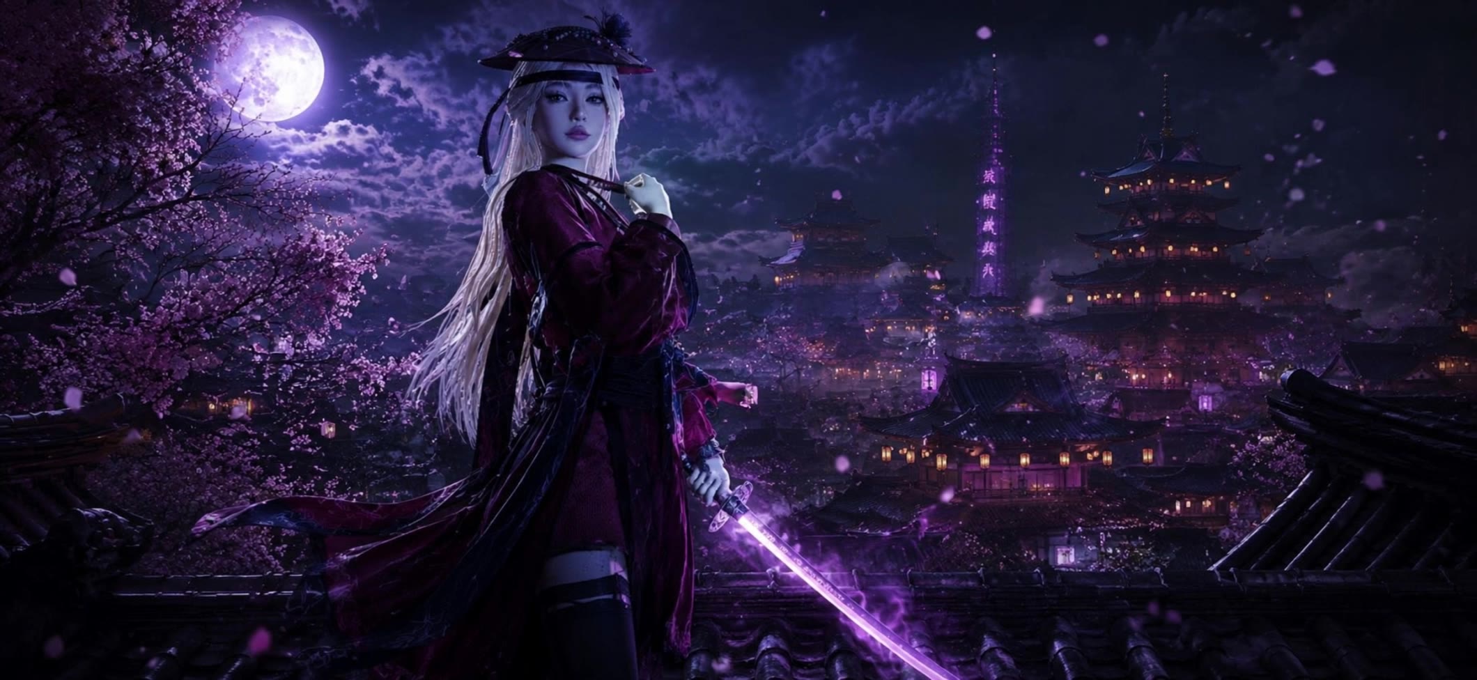 Kling AI work 314633068618151 - platinum purple hair AI video