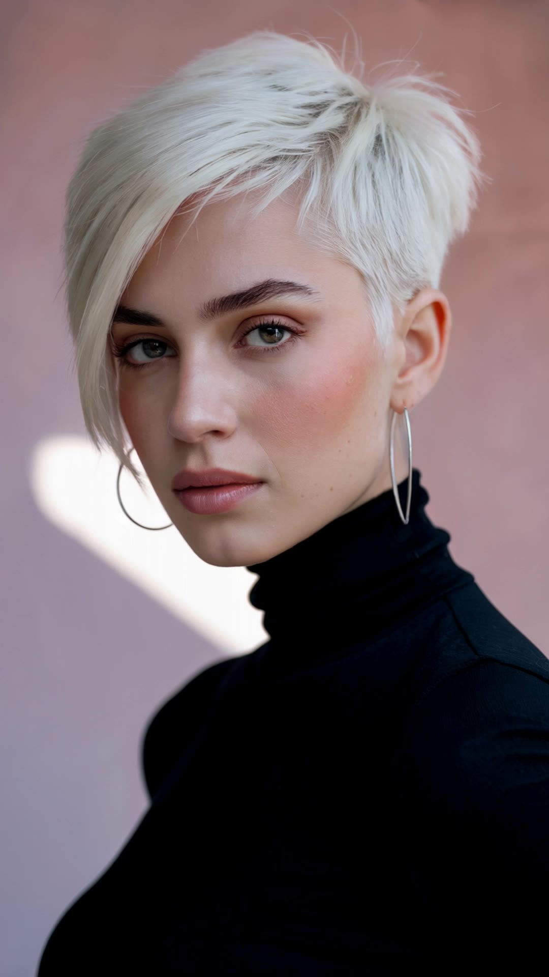 Pink & black - hair color black underneath blonde on top AI video