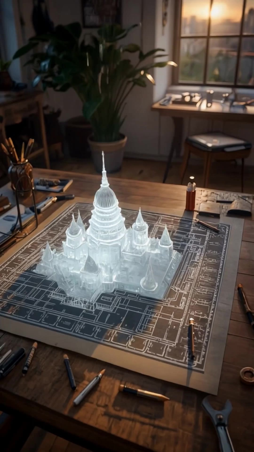 still architectural blueprint li - image blueprint AI video