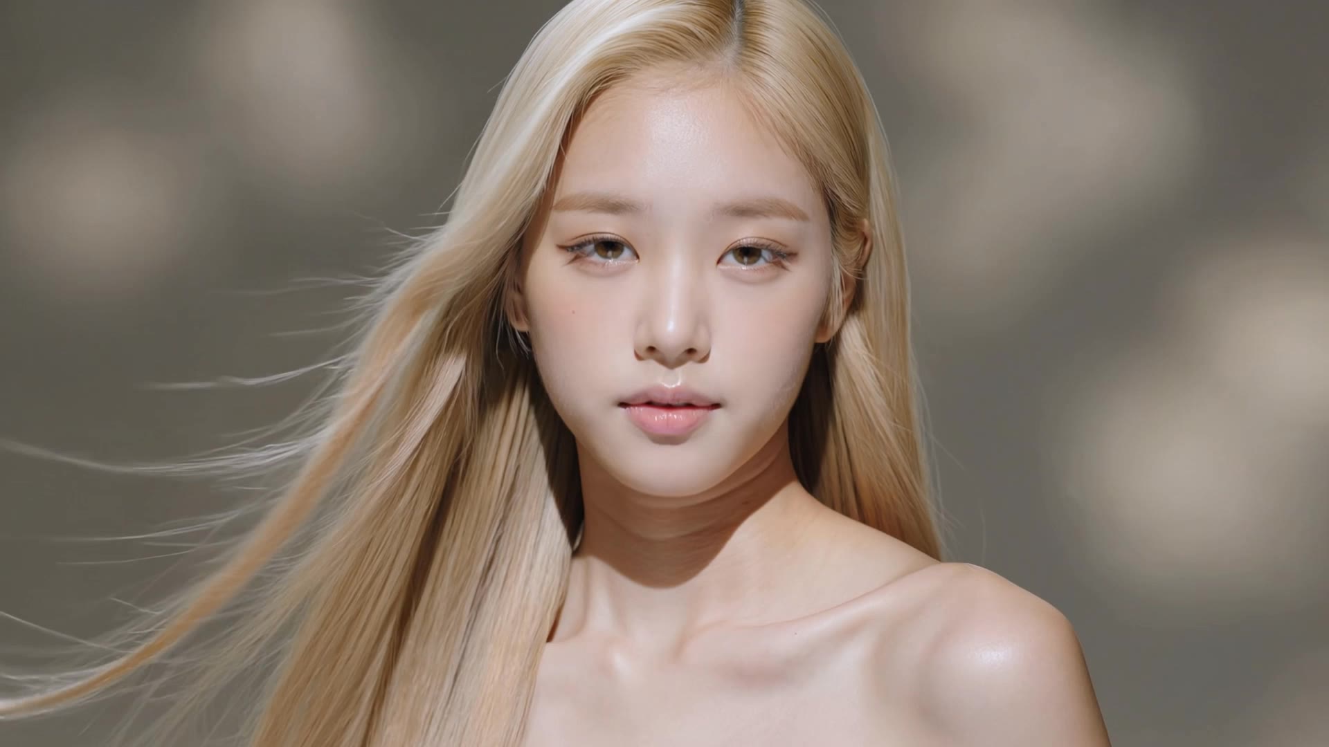 Beautiful generation of a Korean - ash blonde platinum blonde AI video