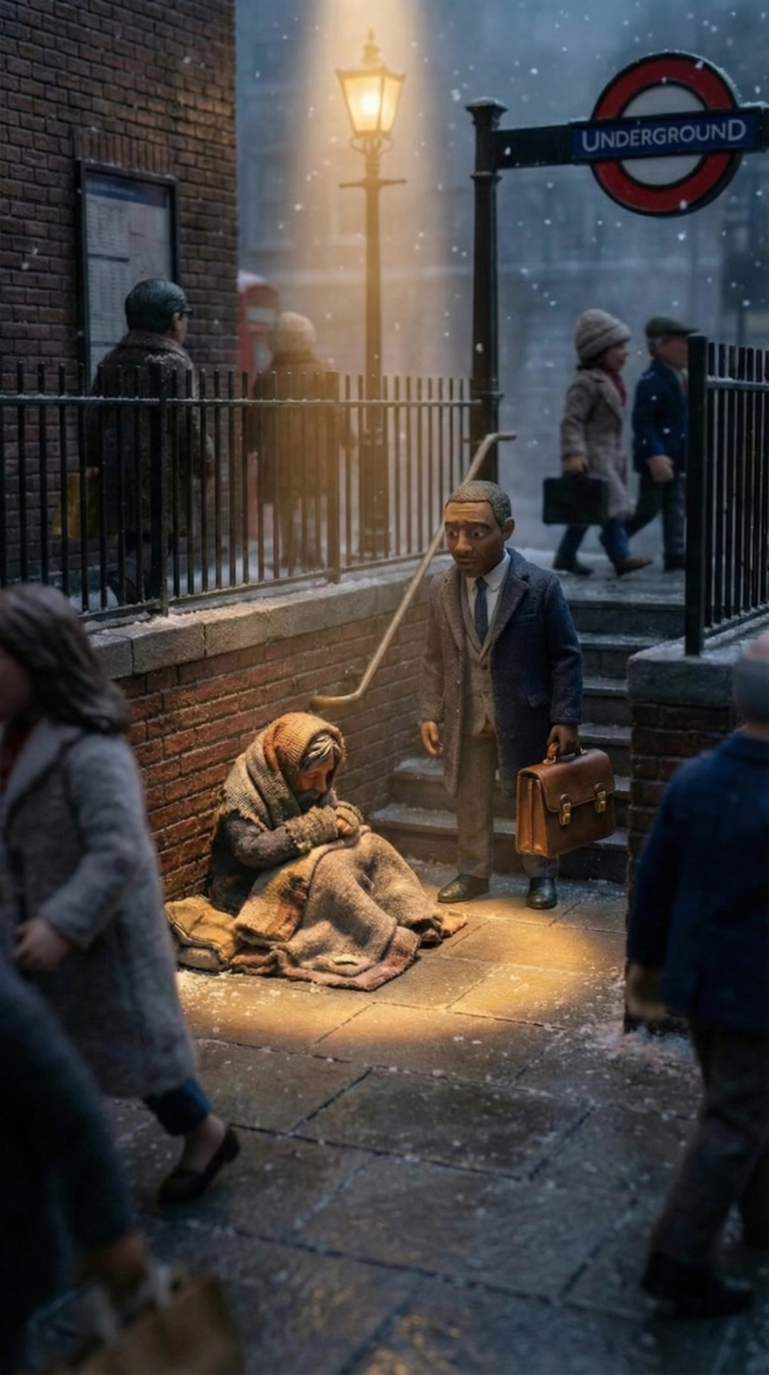 Generous with a homeless person - ai person generator full-body AI video