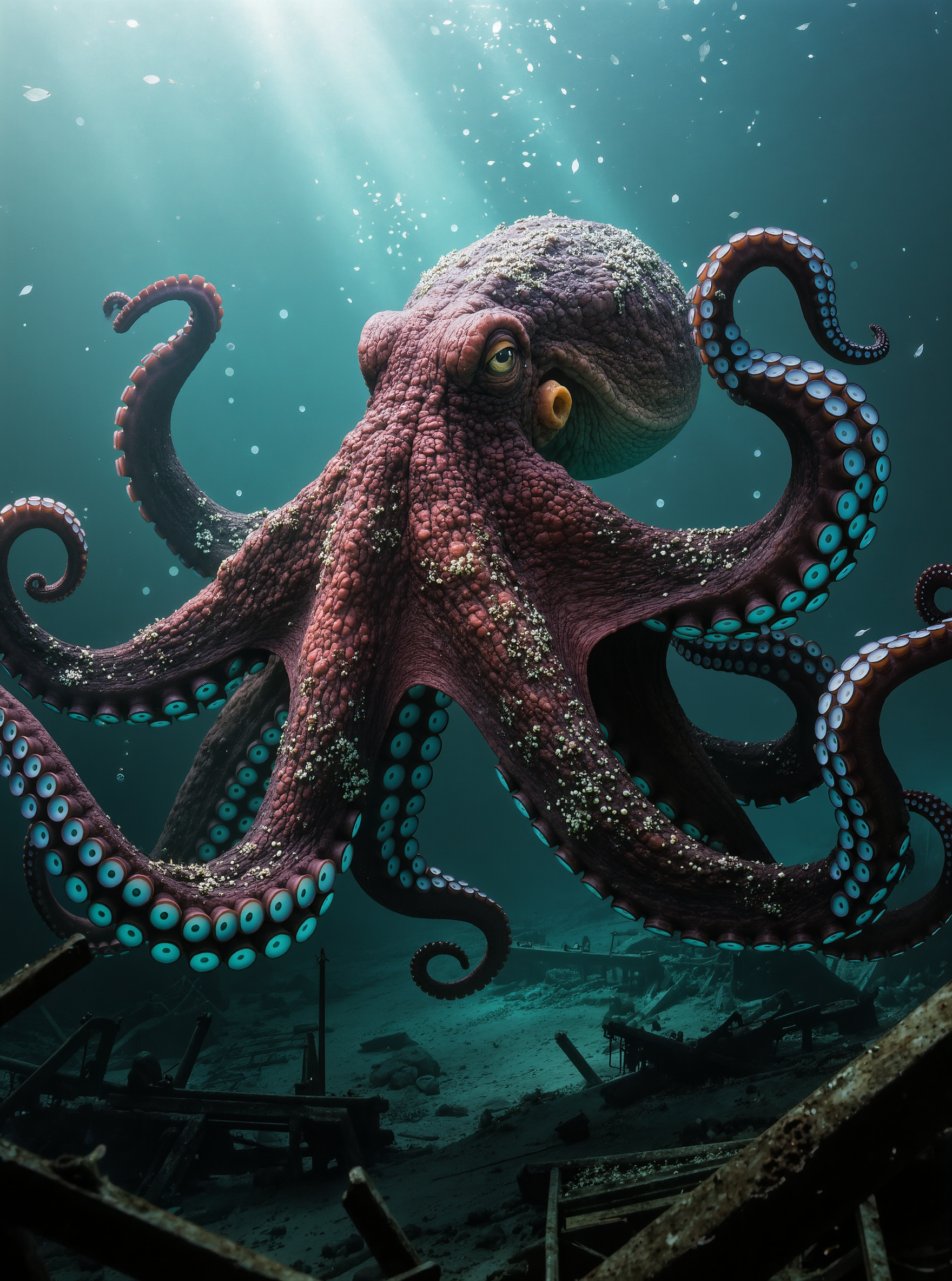 coral kraken octopus 1.5 - octopus skin AI image