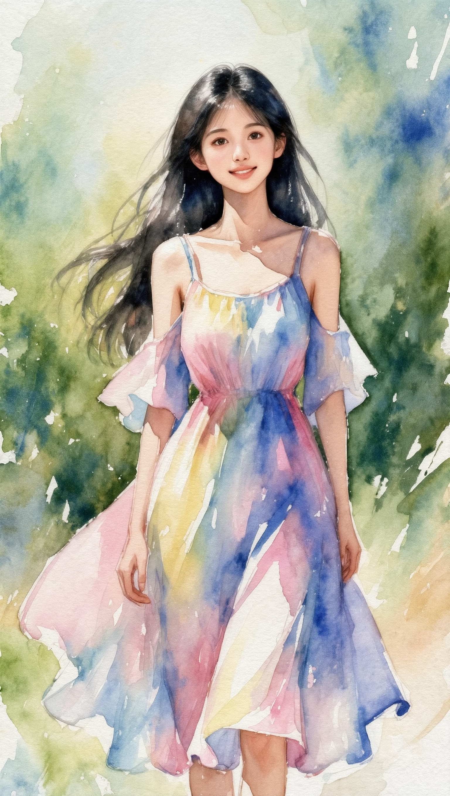 Watercolor summer dress - summer shade AI image