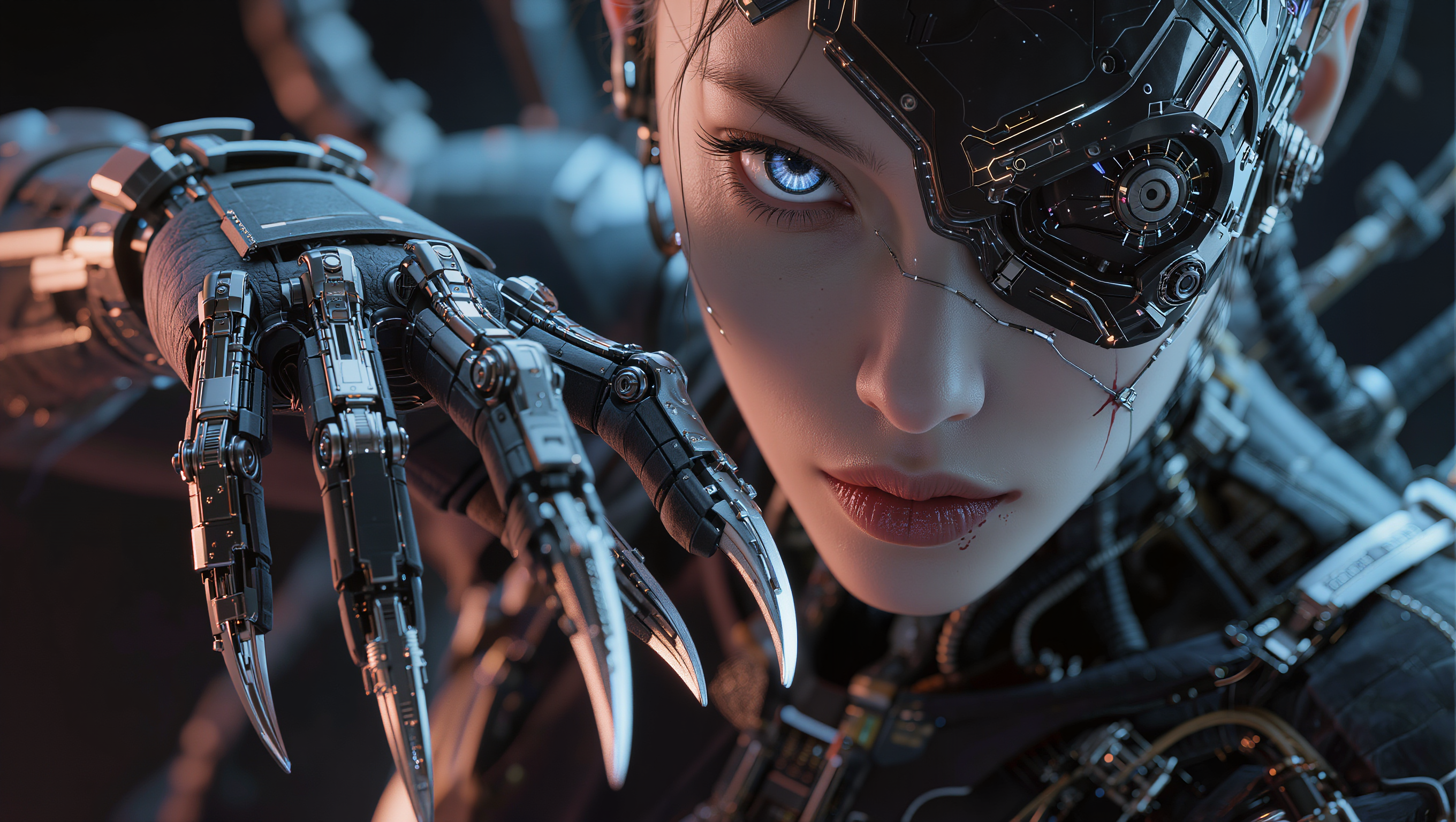 Kling AI work 305811689536673 - fingers cyberpunk AI image