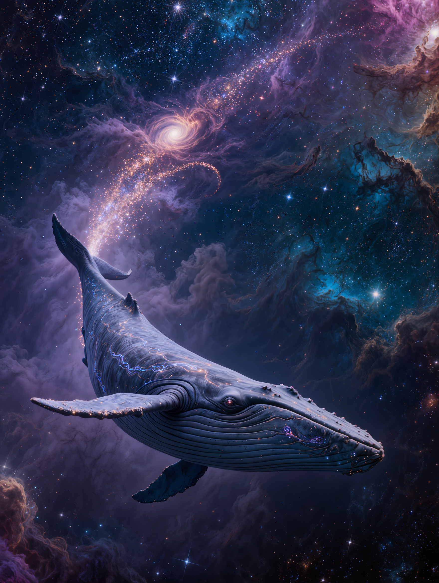 A giant cosmic whale - whale desktop wallpaper AI image