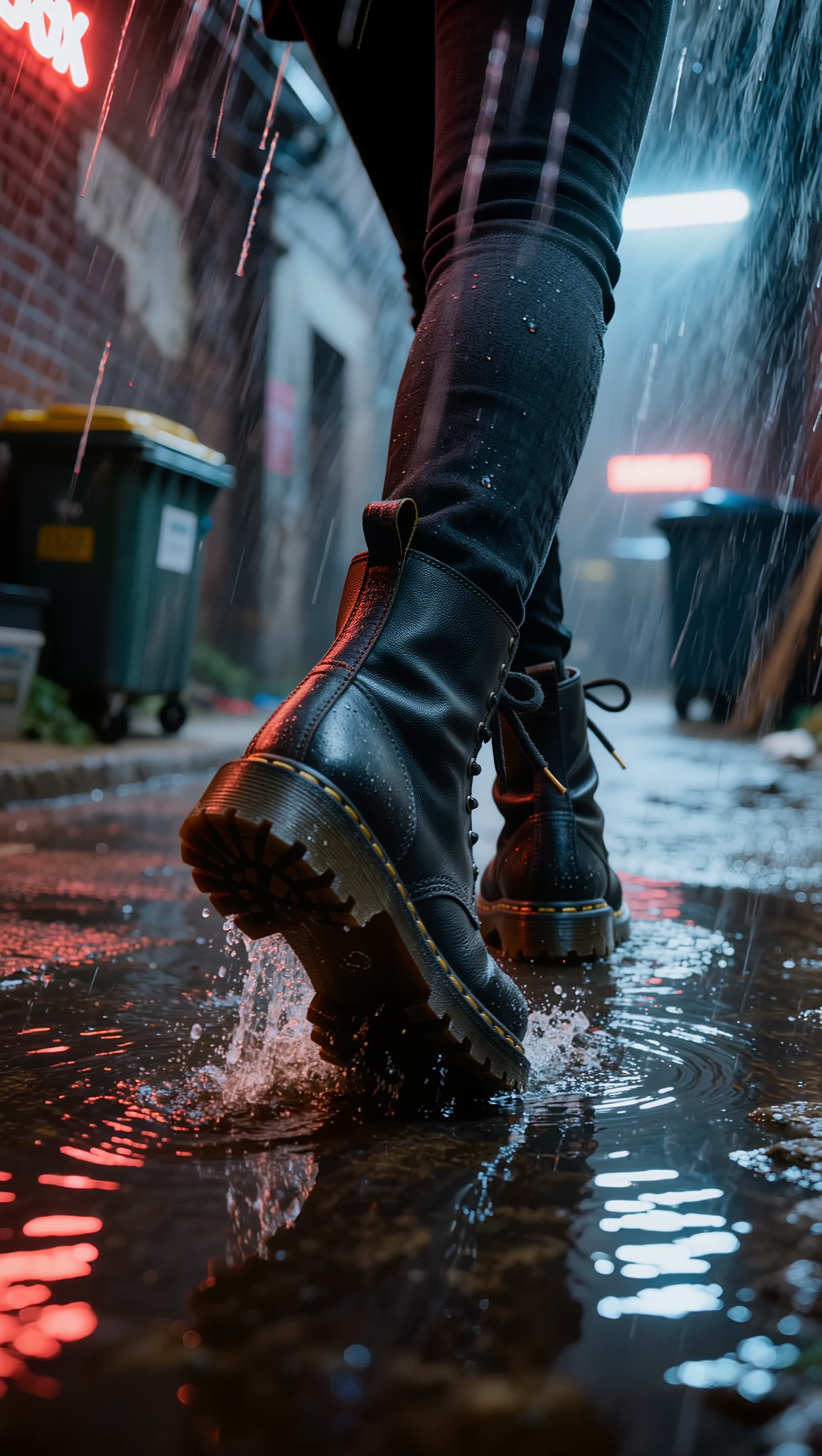 A walk in the rain. - confetti rain AI image