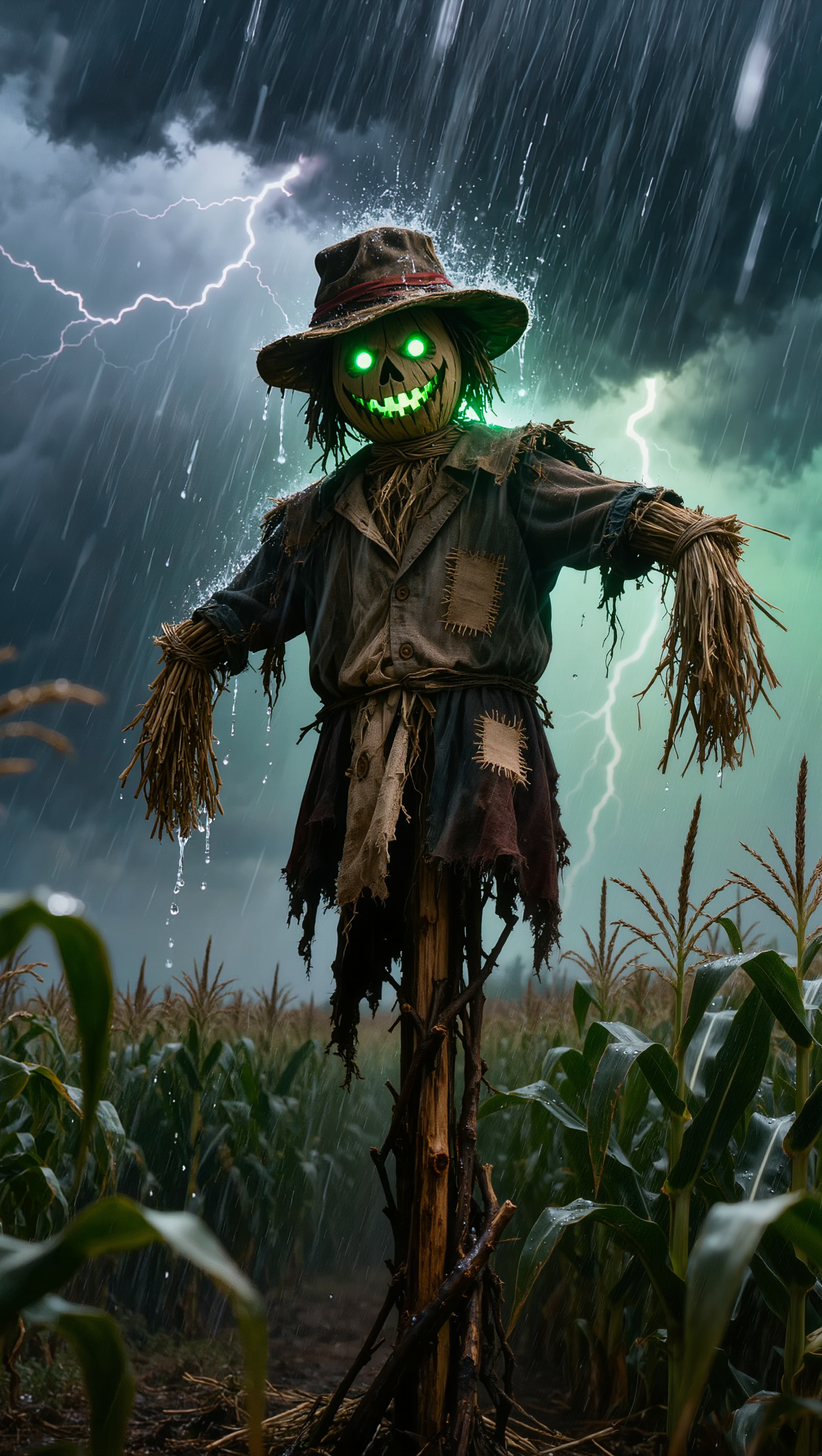 Kling AI work 307706019313462 - rain on a scarecrow AI image